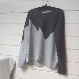 Elegant Women's Charcoal and Light Gray Wool Sweater (